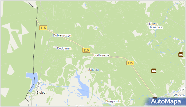 mapa Podbrzezie gmina Police, Podbrzezie gmina Police na mapie Targeo
