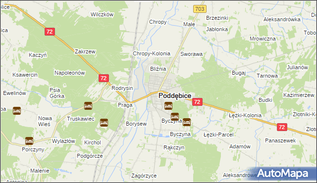 mapa Poddębice, Poddębice na mapie Targeo