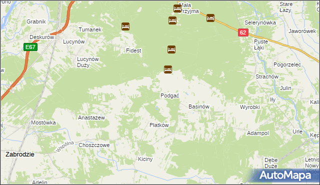 mapa Podgać gmina Zabrodzie, Podgać gmina Zabrodzie na mapie Targeo
