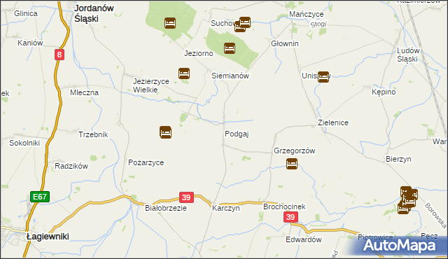 mapa Podgaj gmina Kondratowice, Podgaj gmina Kondratowice na mapie Targeo