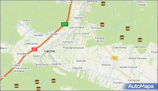 mapa Podłazie gmina Łączna, Podłazie gmina Łączna na mapie Targeo