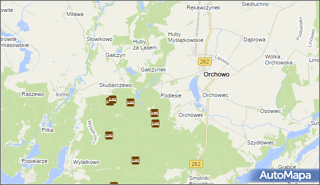 mapa Podlesie gmina Orchowo, Podlesie gmina Orchowo na mapie Targeo