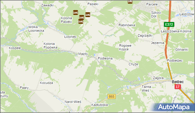 mapa Podlesina, Podlesina na mapie Targeo