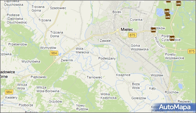 mapa Podleszany, Podleszany na mapie Targeo