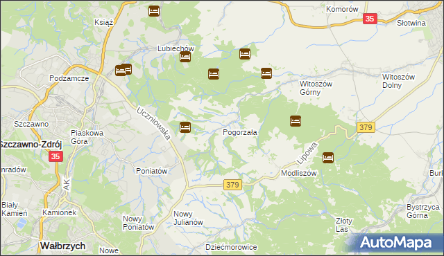 mapa Pogorzała gmina Świdnica, Pogorzała gmina Świdnica na mapie Targeo