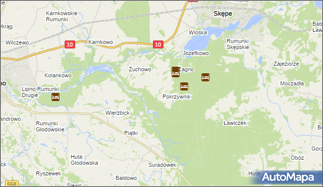 mapa Pokrzywnik gmina Skępe, Pokrzywnik gmina Skępe na mapie Targeo