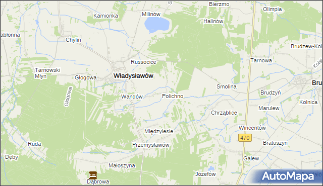 mapa Polichno gmina Władysławów, Polichno gmina Władysławów na mapie Targeo