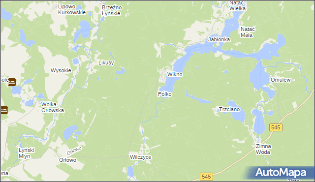 mapa Pólko gmina Nidzica, Pólko gmina Nidzica na mapie Targeo