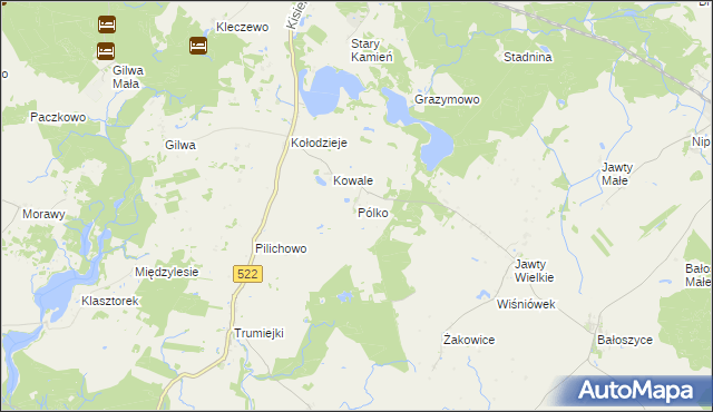 mapa Pólko gmina Prabuty, Pólko gmina Prabuty na mapie Targeo