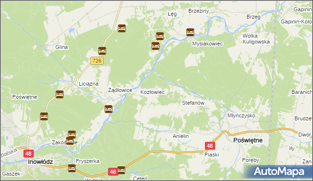 mapa Ponikła gmina Poświętne, Ponikła gmina Poświętne na mapie Targeo