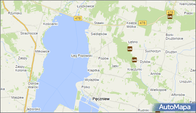 mapa Popów gmina Pęczniew, Popów gmina Pęczniew na mapie Targeo