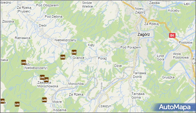 mapa Poraż, Poraż na mapie Targeo