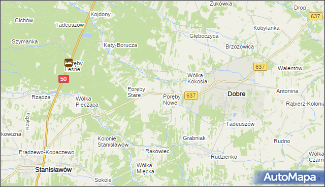 mapa Poręby Nowe, Poręby Nowe na mapie Targeo