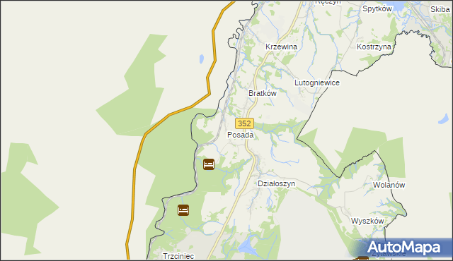 mapa Posada gmina Bogatynia, Posada gmina Bogatynia na mapie Targeo