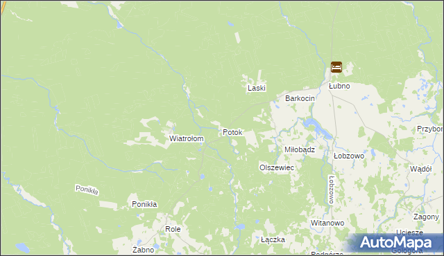 mapa Potok gmina Miastko, Potok gmina Miastko na mapie Targeo