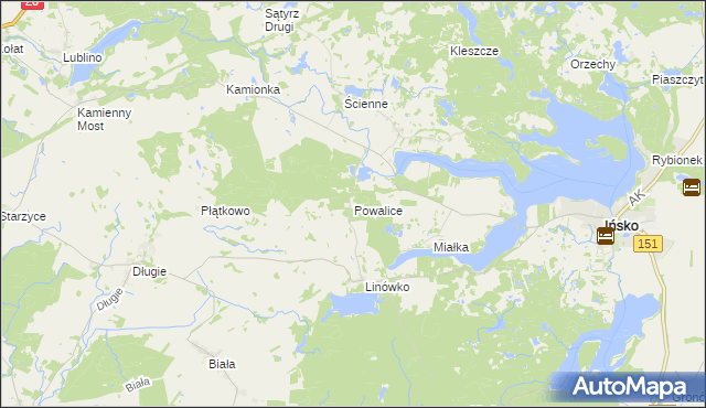 mapa Powalice gmina Ińsko, Powalice gmina Ińsko na mapie Targeo