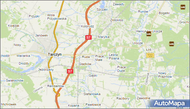 mapa Prace Małe, Prace Małe na mapie Targeo
