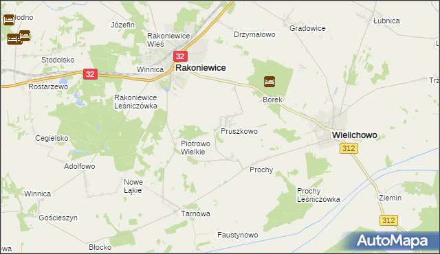 mapa Pruszkowo gmina Wielichowo, Pruszkowo gmina Wielichowo na mapie Targeo