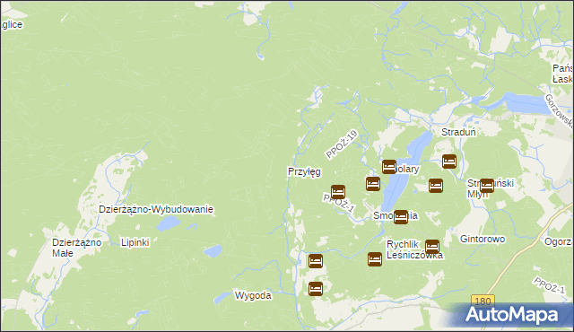 mapa Przyłęg gmina Trzcianka, Przyłęg gmina Trzcianka na mapie Targeo