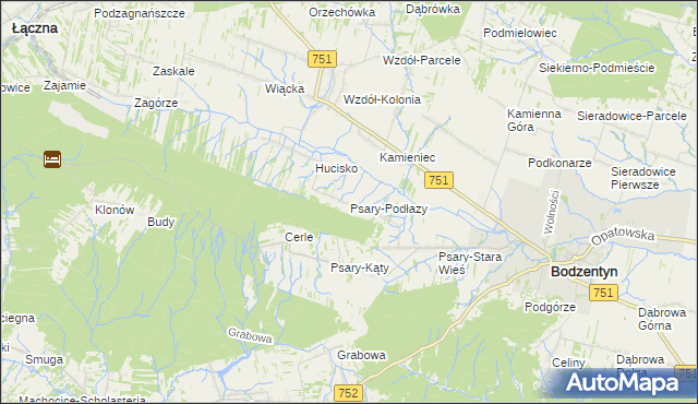 mapa Psary-Podłazy, Psary-Podłazy na mapie Targeo