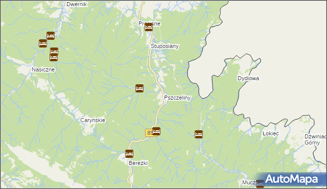 mapa Pszczeliny, Pszczeliny na mapie Targeo