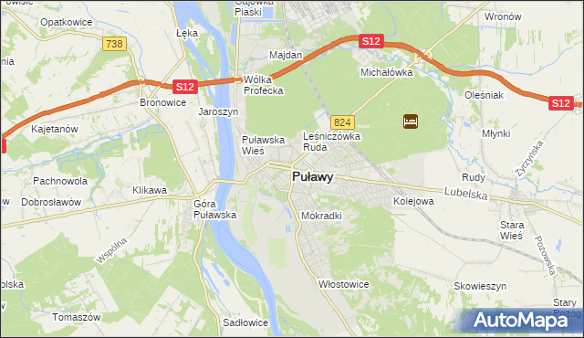 mapa Puław, Puławy na mapie Targeo