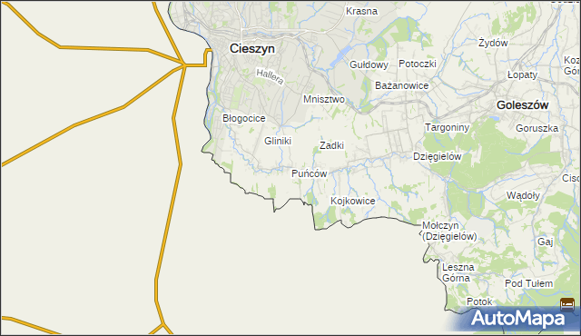 mapa Puńców, Puńców na mapie Targeo