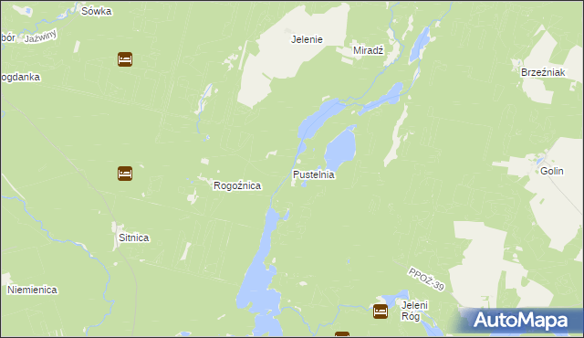 mapa Pustelnia gmina Człopa, Pustelnia gmina Człopa na mapie Targeo