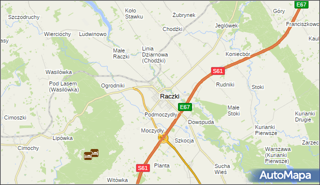 mapa Raczki powiat suwalski, Raczki powiat suwalski na mapie Targeo