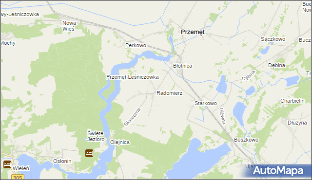 mapa Radomierz gmina Przemęt, Radomierz gmina Przemęt na mapie Targeo