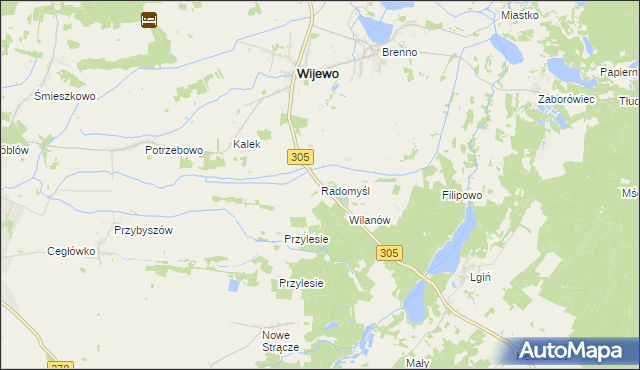 mapa Radomyśl gmina Wijewo, Radomyśl gmina Wijewo na mapie Targeo