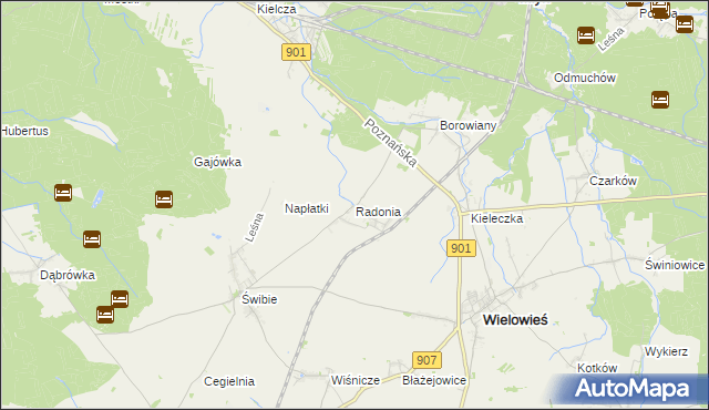 mapa Radonia gmina Wielowieś, Radonia gmina Wielowieś na mapie Targeo