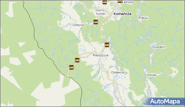 mapa Radoszyce gmina Komańcza, Radoszyce gmina Komańcza na mapie Targeo