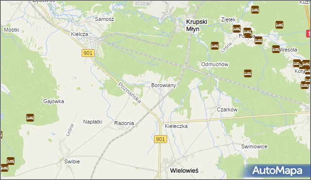 mapa Raduń gmina Wielowieś, Raduń gmina Wielowieś na mapie Targeo