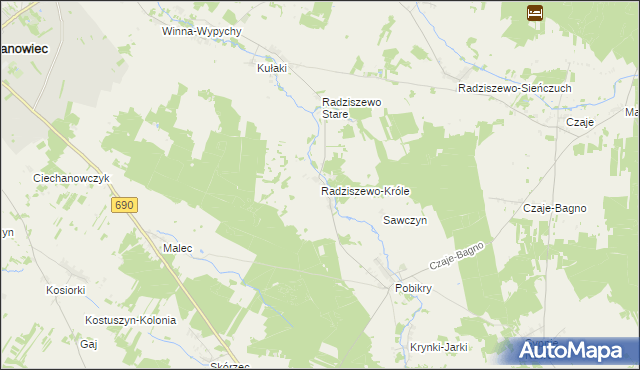 mapa Radziszewo-Króle, Radziszewo-Króle na mapie Targeo