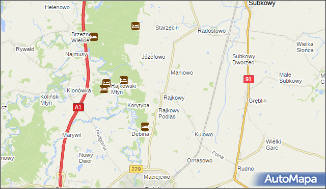 mapa Rajkowy, Rajkowy na mapie Targeo