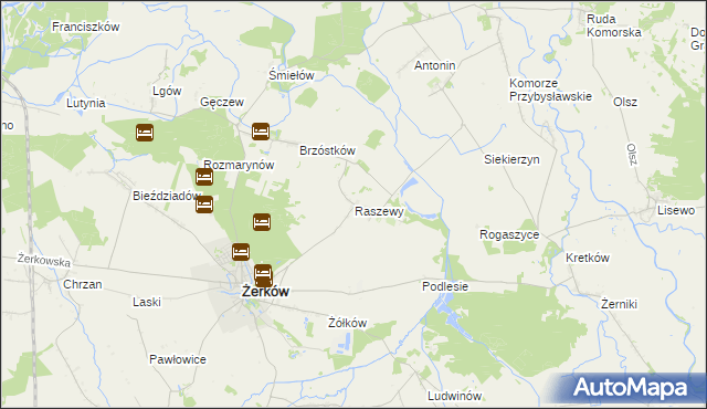 mapa Raszewy gmina Żerków, Raszewy gmina Żerków na mapie Targeo