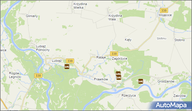 mapa Rataje gmina Wołów, Rataje gmina Wołów na mapie Targeo