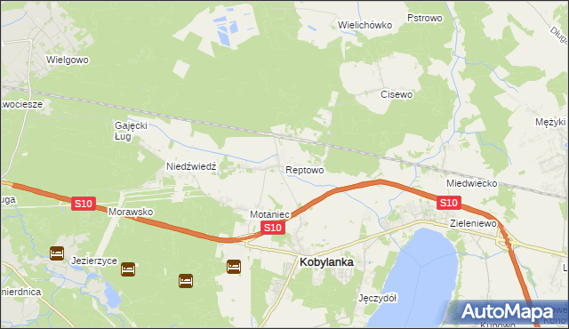 mapa Reptowo gmina Kobylanka, Reptowo gmina Kobylanka na mapie Targeo