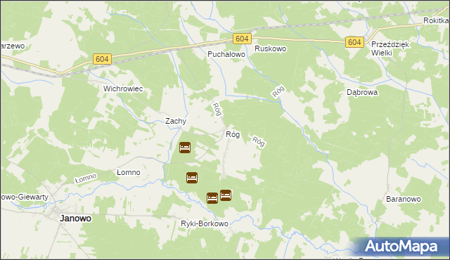 mapa Róg gmina Janowo, Róg gmina Janowo na mapie Targeo