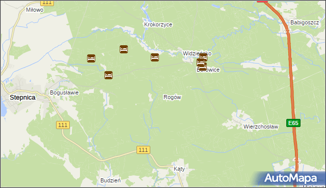 mapa Rogów gmina Stepnica, Rogów gmina Stepnica na mapie Targeo