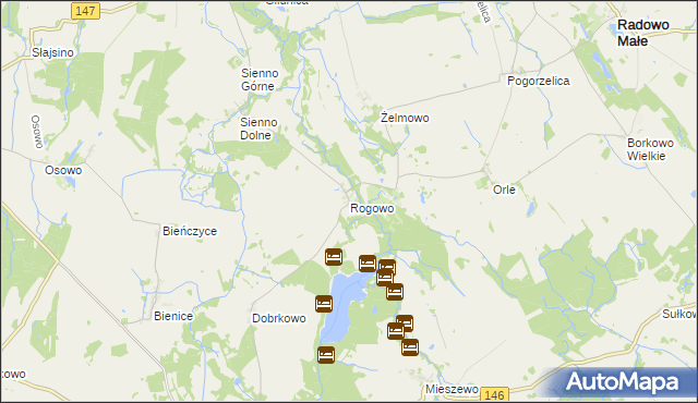 mapa Rogowo gmina Radowo Małe, Rogowo gmina Radowo Małe na mapie Targeo