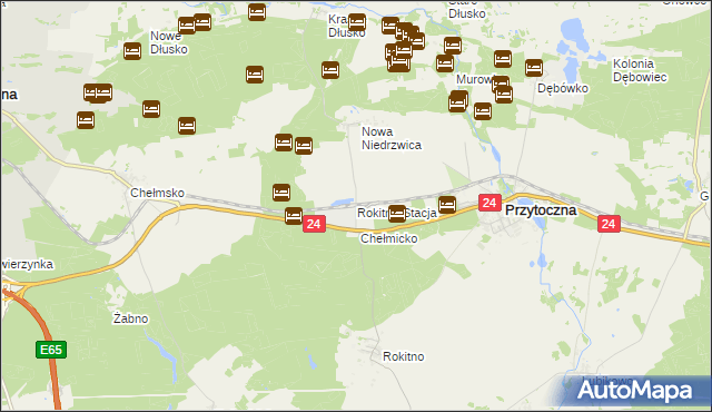 mapa Rokitno-Stacja, Rokitno-Stacja na mapie Targeo