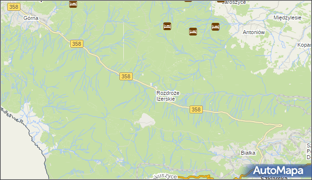mapa Rozdroże Izerskie, Rozdroże Izerskie na mapie Targeo