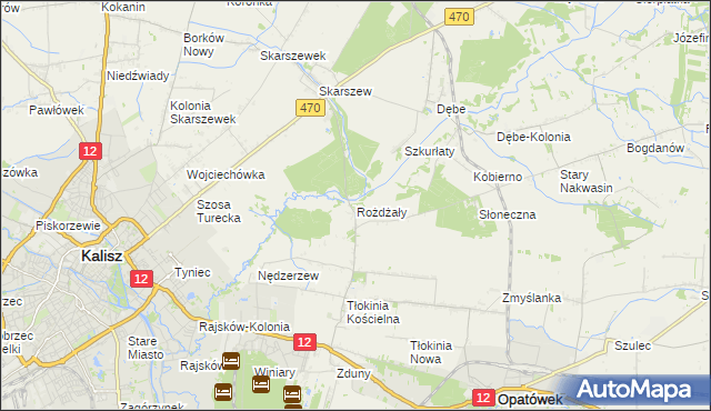 mapa Rożdżały gmina Opatówek, Rożdżały gmina Opatówek na mapie Targeo