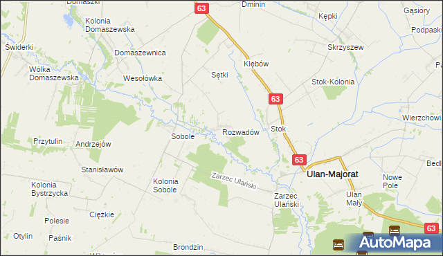 mapa Rozwadów gmina Ulan-Majorat, Rozwadów gmina Ulan-Majorat na mapie Targeo