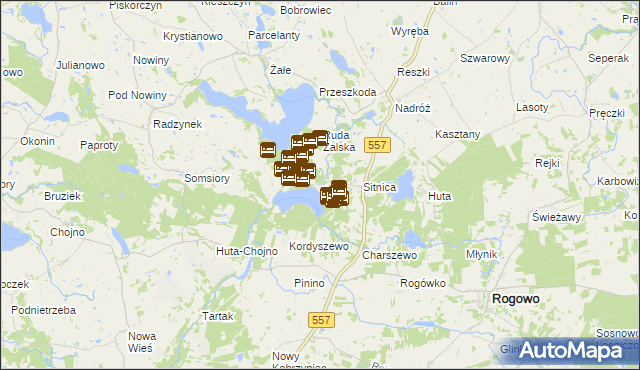 mapa Ruda gmina Rogowo, Ruda gmina Rogowo na mapie Targeo