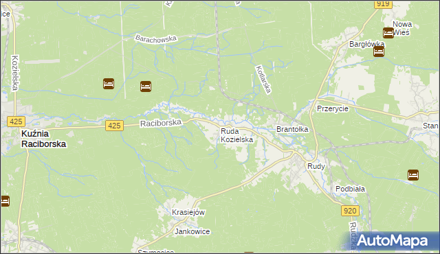 mapa Ruda Kozielska, Ruda Kozielska na mapie Targeo