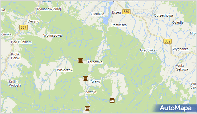 mapa Rudawka Rymanowska, Rudawka Rymanowska na mapie Targeo