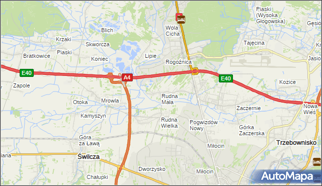 mapa Rudna Mała gmina Głogów Małopolski, Rudna Mała gmina Głogów Małopolski na mapie Targeo